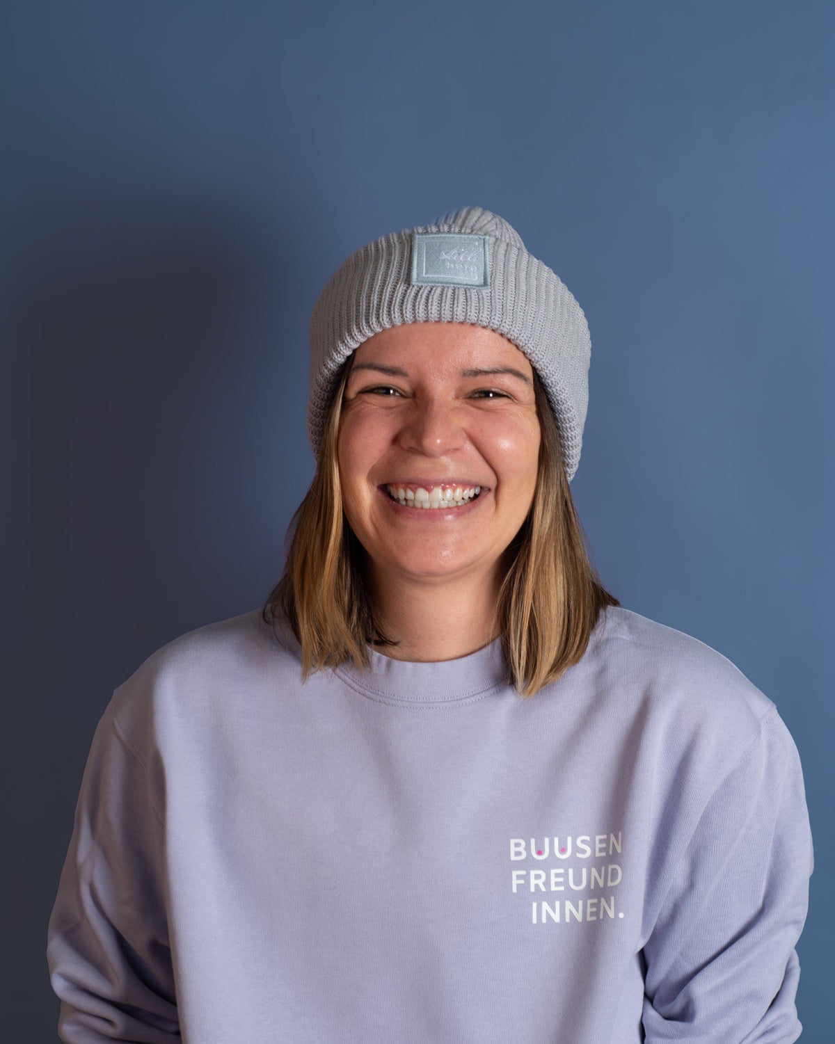 Beanie "still here" grey heavy rib