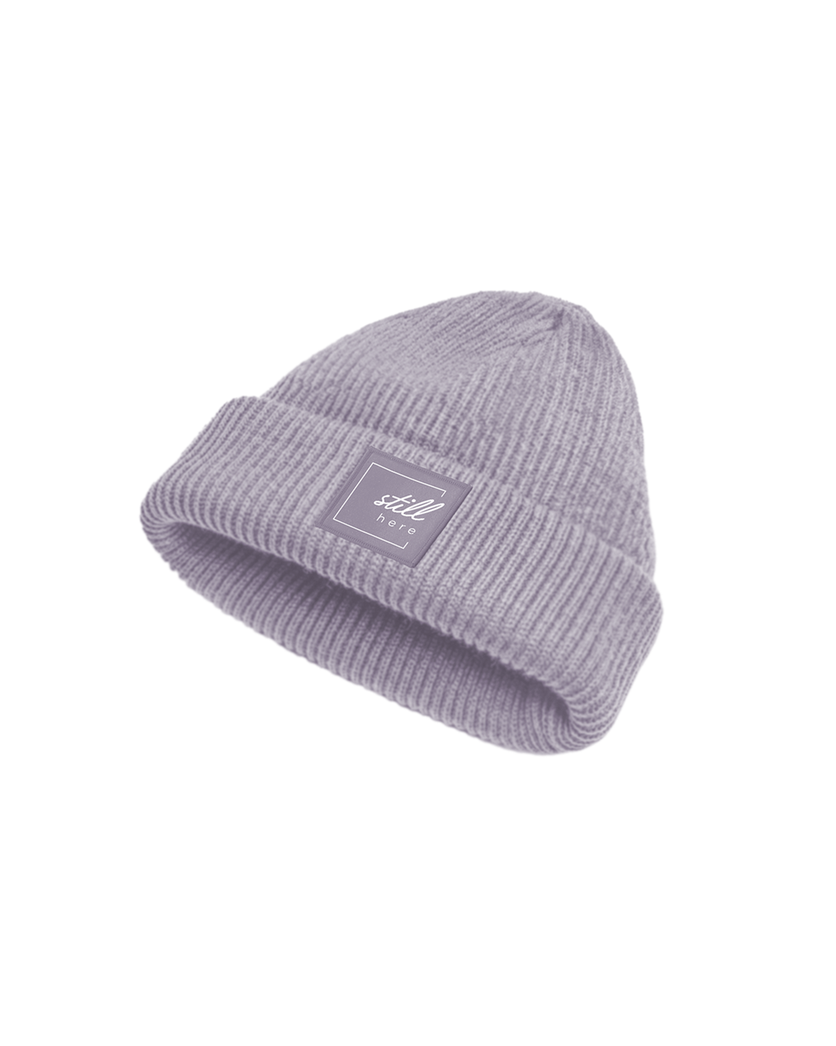 Beanie "still here" lavender soft rib